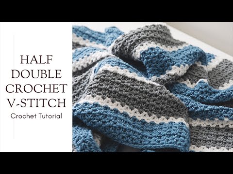 Crochet Blue and Gray Horizontal Striped blanket