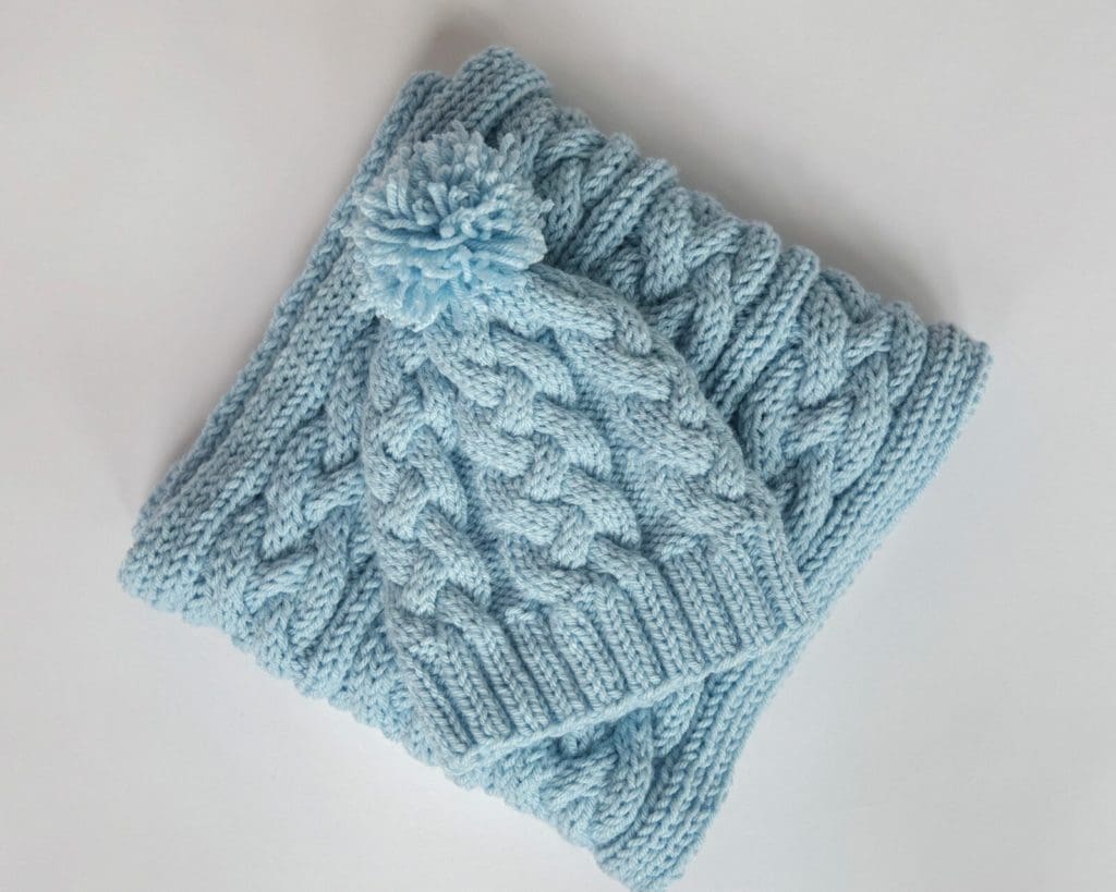 Cable Knit Scarf and Hat Matching Set Pattern