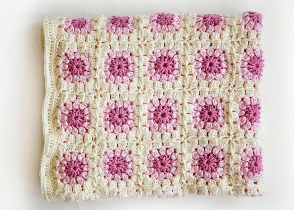 Granny Square Crochet Blanket Pattern folded top view