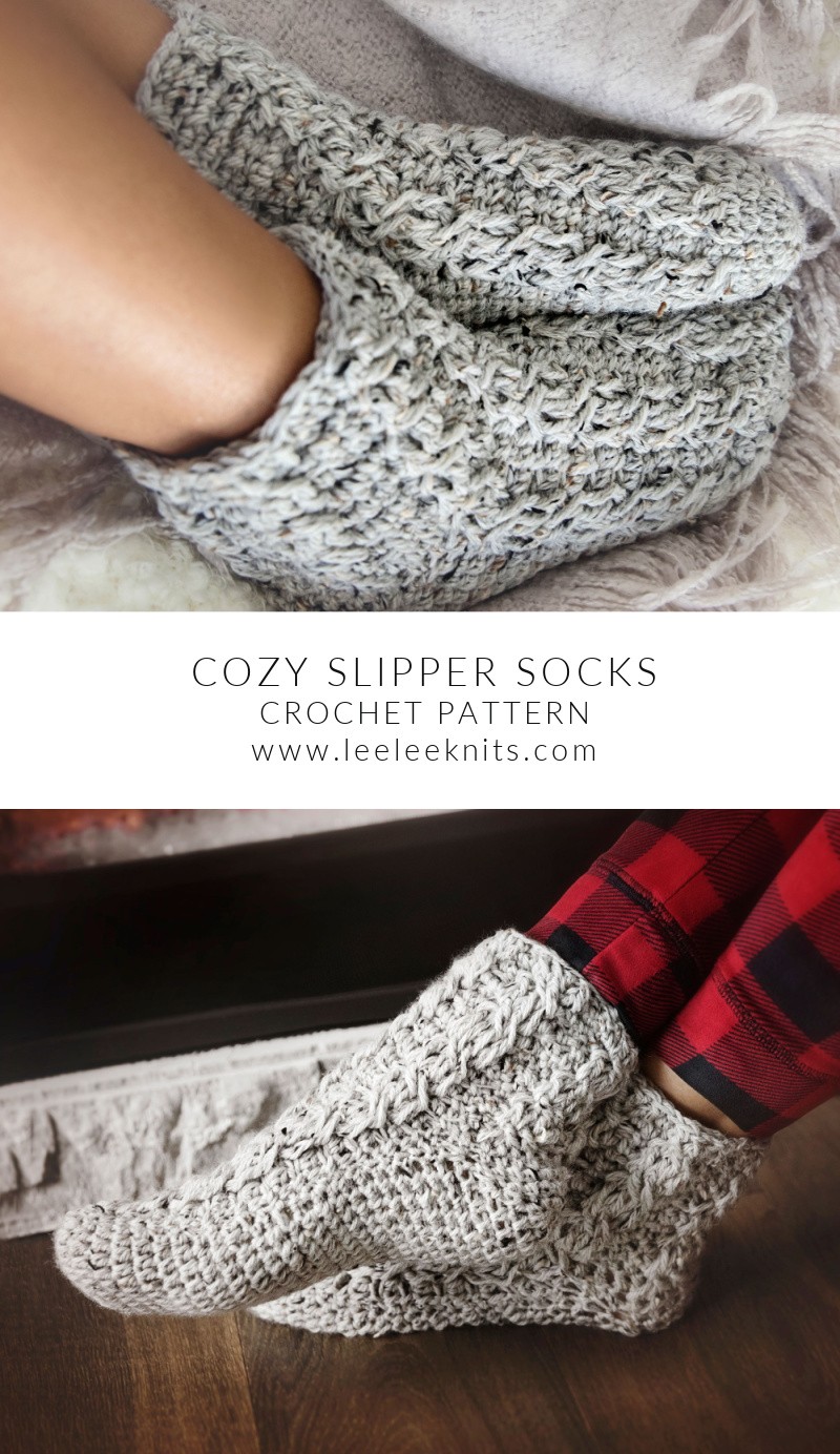 Crochet Slipper Socks Free Pattern - Leelee Knits