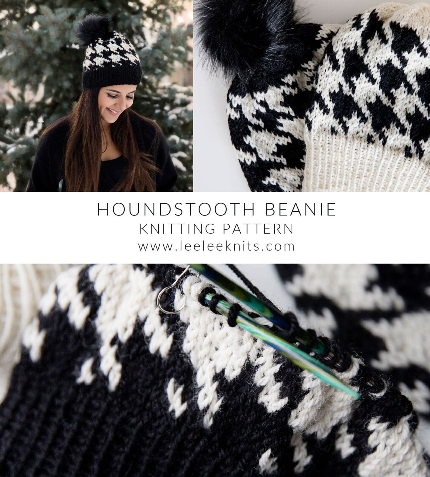 Houndstooth Beanie Knitting Pattern Leelee Knits