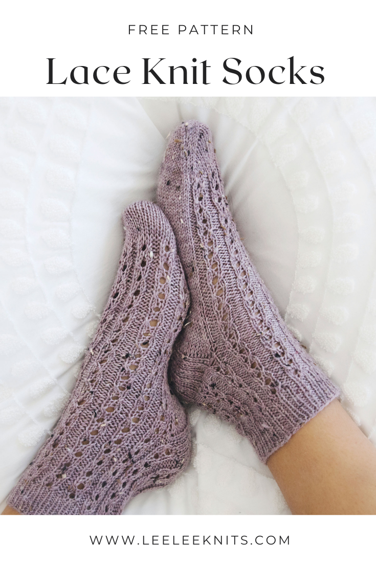 Free Knit Socks Pattern - Bliss Lace Knit Socks - Leelee Knits