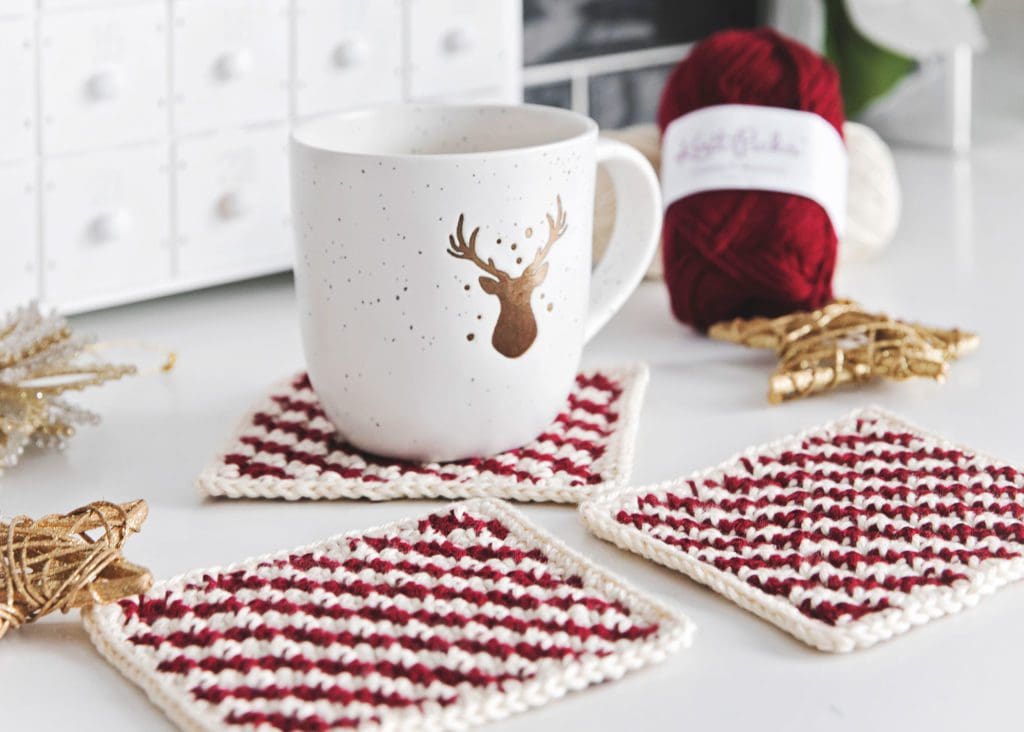 Candy Cane Coasters Crochet Pattern Leelee Knits