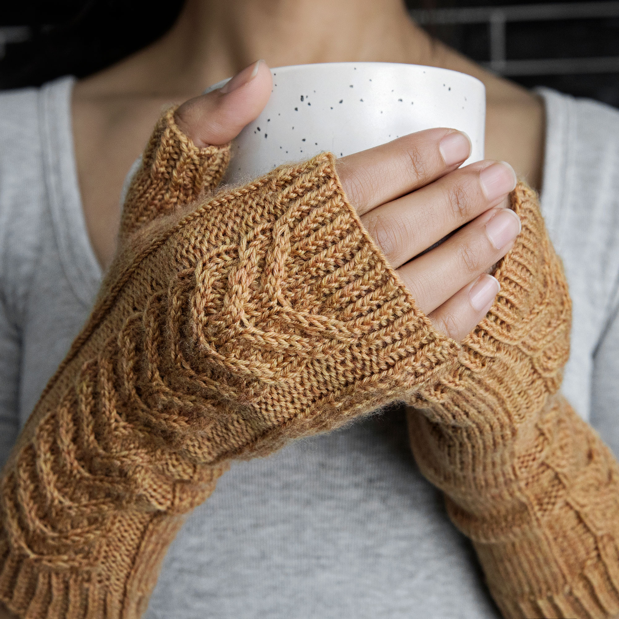 Wrist Warmers - Free Hand Knitting pattern - aran weight wrist warmers