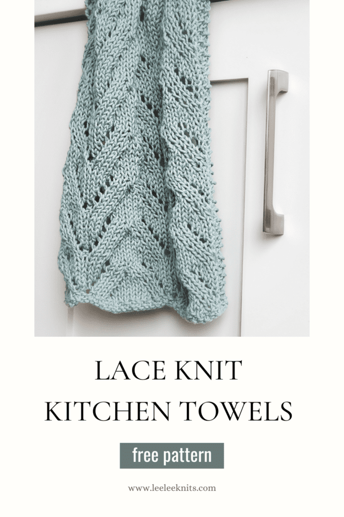Lace Knit Kitchen Towel Pattern - Cloth hanging from counter.