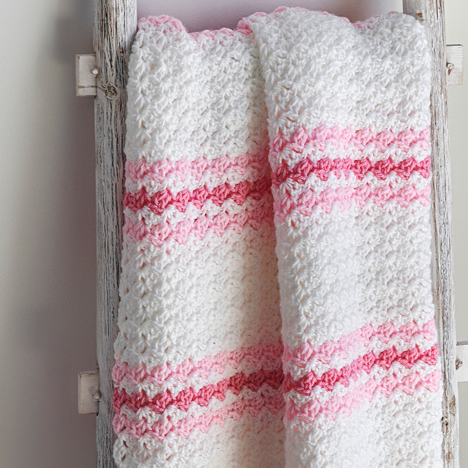 Striped Crochet Blanket Pattern front view