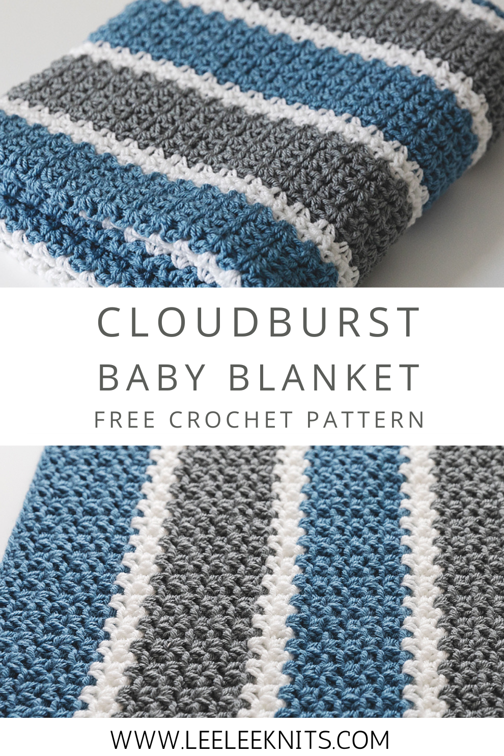 Cloudburst Striped Crochet Baby Blanket Pattern - Leelee Knits