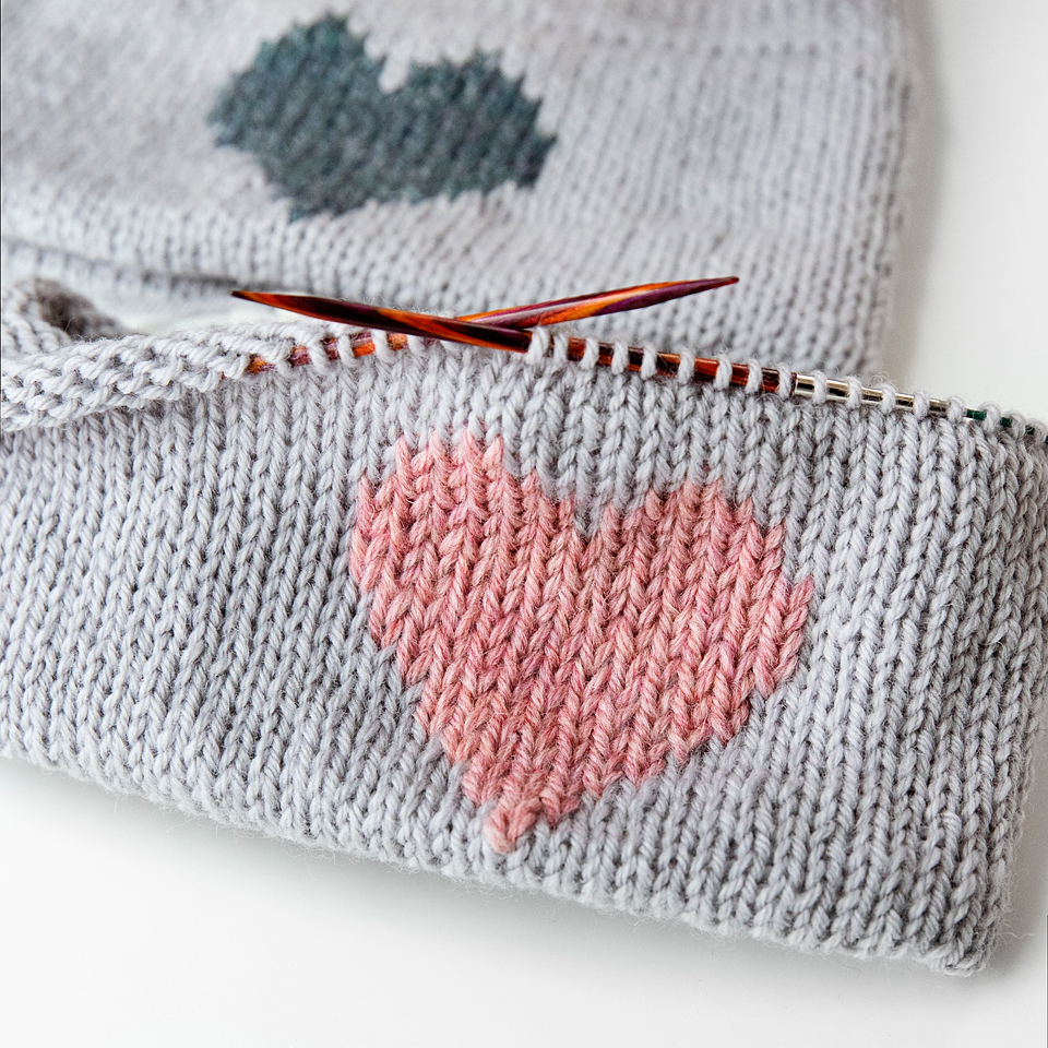 Simple Double Brim Beanie Knitting Pattern in progress photo
