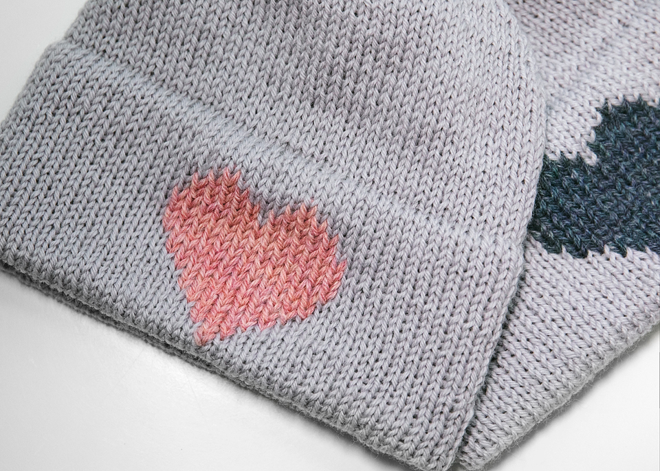 Simple Double Brim Beanie Knitting Pattern flat lay