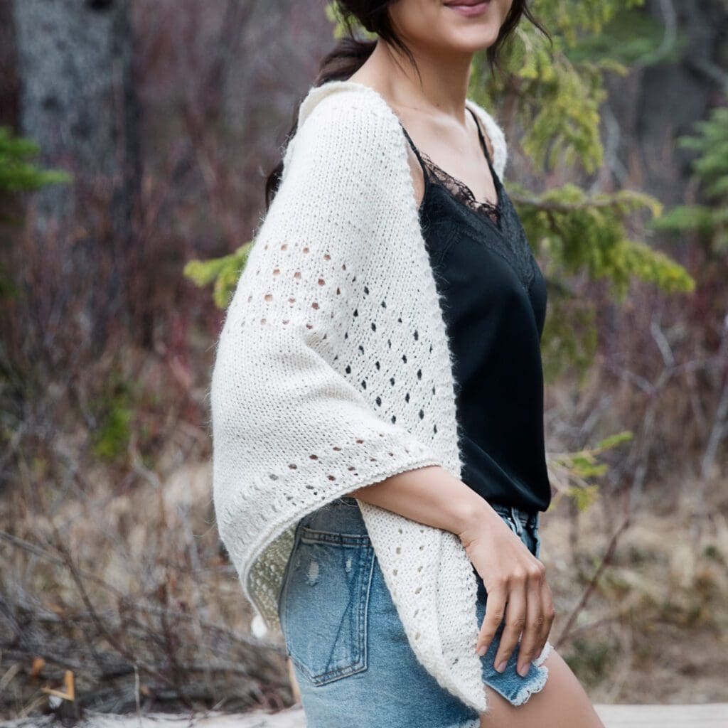 Shawl constructed with garter tab cast on