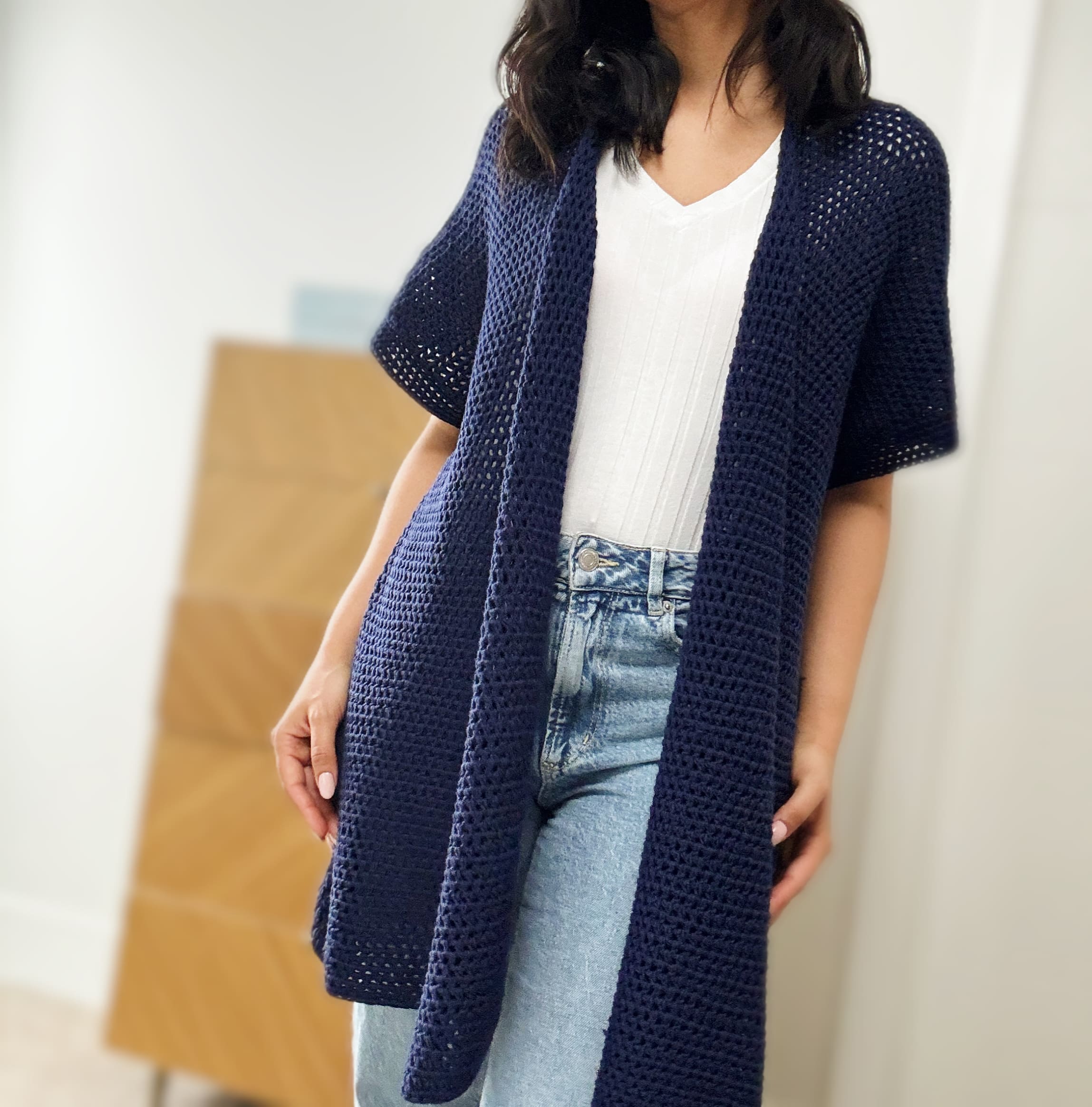 【2plan】Clover Crochet Short Sleeve Cardigan 47646E05-3099-407D-B976-